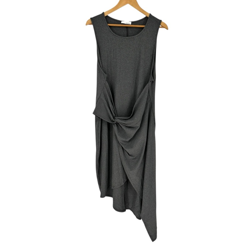 Heatherly Heather Grey Sleeveless Tank Dress size 2X Asymmetrical Hem Twist